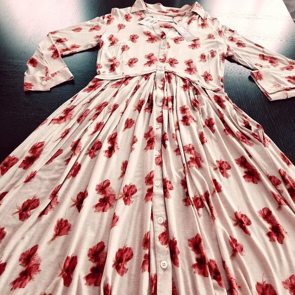 Vintage Samantha Sung London| Aubrey Maxi Dress| Coral Floral| NWT Size 10 - Picture 4 of 12